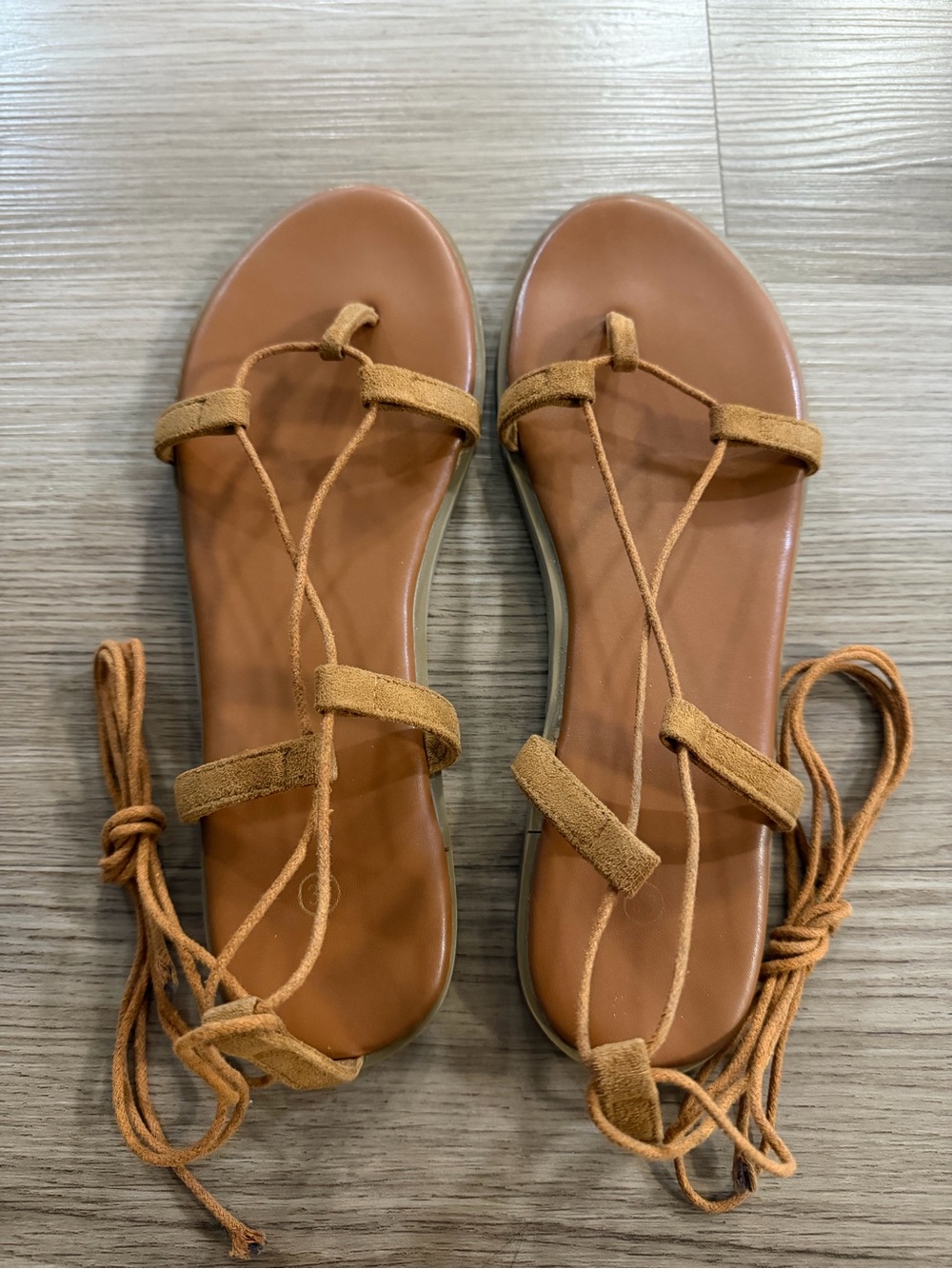 Women’s Strappy Lace-Up Sandals - Tan
